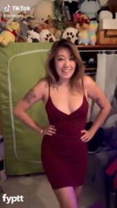 Sexy Asian TikTok Girl in Tight Dress With Little Nip Slip