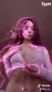 Nude Brunette TikTok Thot Reveals Her Tits With Neon Shadow Filter