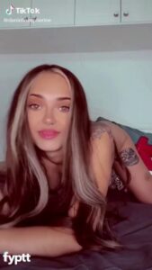 Sexy Tattoo TikTok Girl With Naked Top Nip Slip on Bed