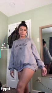 Cute Brunette Takes off Her Hoodie With Naked TikTok Transitions