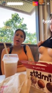 Naughty beautiful girl flashing her tits on her friend’s livestream