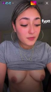 This girl flashes her cute little titties on Live for money