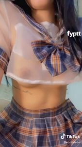 Nude TikTok see-through tits and pussy girl dancing on TikTok with short skirt