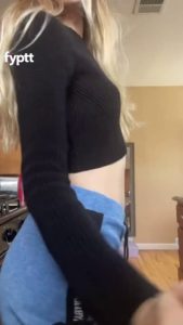 Sexy blonde model making NSFW TikTok with her juicy ass